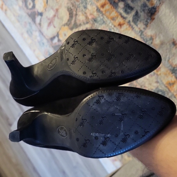 Sofft Mina Pumps Almond Toe Leather Slip On Block Heels Black Womens Size 8.5 - Picture 5 of 8